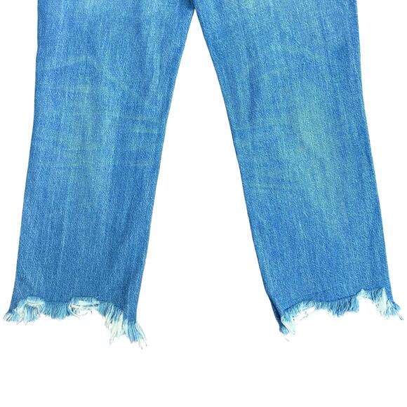 Free People Maggie Cropped Jeans 29 Mid Rise Straight Leg Distressed Boho Casual - Picture 6 of 9